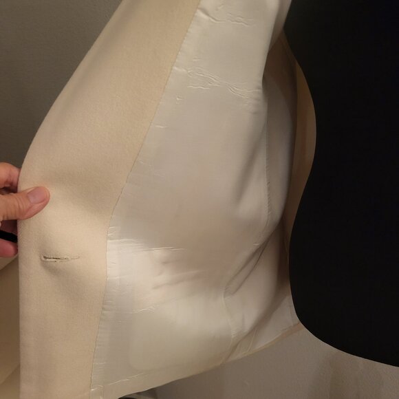 VTG Dumas Womens Ivory 100% Wool One Button Blazer Jacket Petite size 4 Preppy - Picture 11 of 12